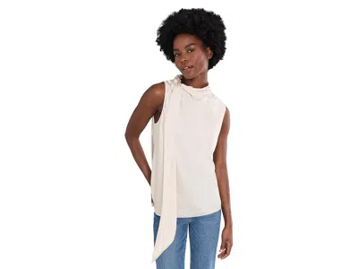 Ralph Lauren Tie Neck Charmeuse Sleeveless Blouse Women's Blouse Mascarpone Cream: 10, Polyester In White
