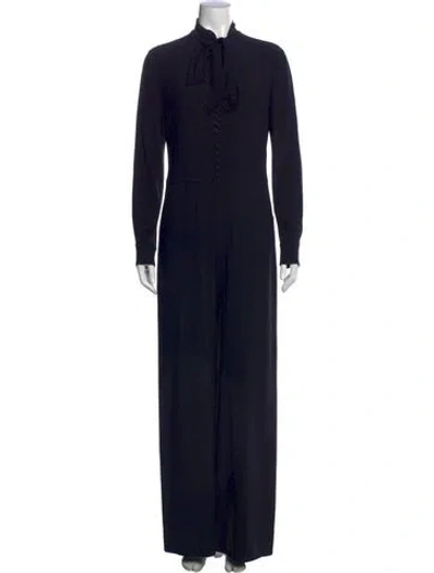 Pre-owned Ralph Lauren Tie Neck Jumpsuit In Black