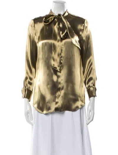 Pre-owned Ralph Lauren Tie Neck Long Sleeve Blouse