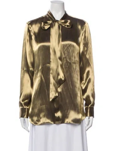 Pre-owned Ralph Lauren Tie Neck Long Sleeve Blouse