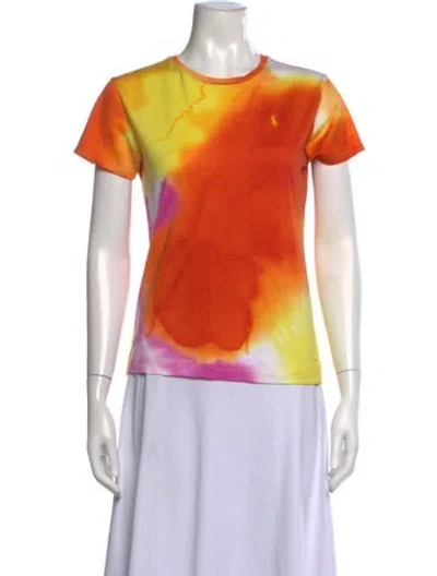 Pre-owned Ralph Lauren Tie-dye Print Crew Neck T-shirt In Orange