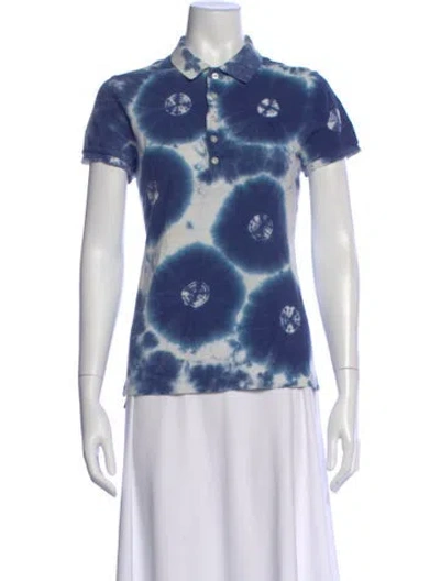 Pre-owned Ralph Lauren Tie-dye Print Short Sleeve Polo In Blue