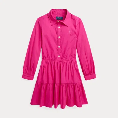 Ralph Lauren Kids' Tiered Cotton Poplin Shirtdress In Pink