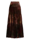 Ralph Lauren Tiered Floral-pattern Maxi Skirt In Brown