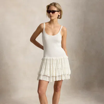 Polo Ralph Lauren Tiered Pointelle Tank Dress In White