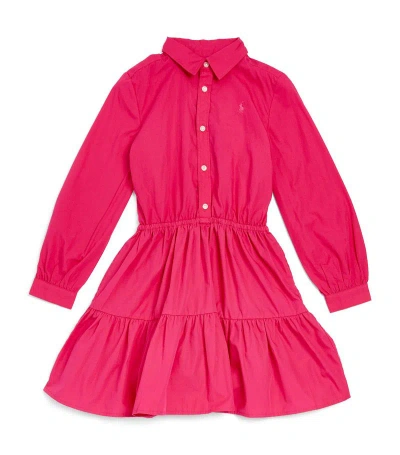 Ralph Lauren Kids' Tiered Polo Pony Shirt Dress (7-16 Years) In Pink