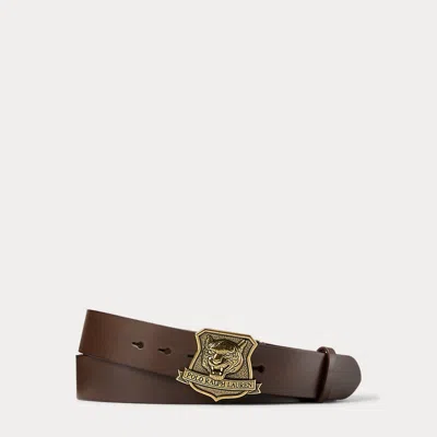 Polo Ralph Lauren Tiger-buckle Leather Belt In Brown