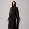 Ralph Lauren Tilly Cape-sleeve Jersey Backless Gown In Black