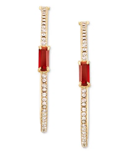 Ralph Lauren Titanium Glass Gold-tone 35mm Baguette Hoop Earrings