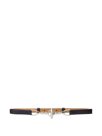 Ralph Lauren Toggle Calfskin Belt In Blue