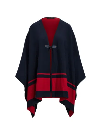 Ralph Lauren Toggle Striped Cape In Blue