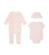 Ralph Lauren Toile Polo Bear All-in-one, Bodysuit And Hat Set In Pink