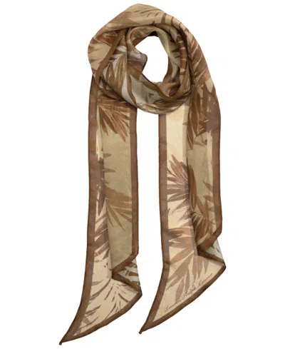 Ralph Lauren Tonal Leaf Oblong Scarf In Brown