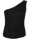 Polo Ralph Lauren Tonal Stitching One-shoulder Top In 黑色
