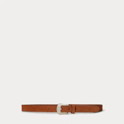 Ralph Lauren Tooled-buckle Leather Belt In Brown