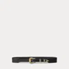 Ralph Lauren Tooled Vachetta Leather Belt In Black