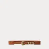 Ralph Lauren Tooled Vachetta Leather Belt In Gold