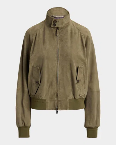 Ralph Lauren Torrence Suede Jacket In Green