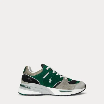 Ralph Lauren Trackster 250 Suede & Mesh Sneaker In Gray