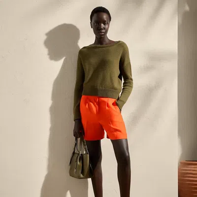 Polo Ralph Lauren Tracy Classic Linen Shorts In Bright Orange