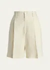 Polo Ralph Lauren Tracy Pleated Linen Shorts In Cream