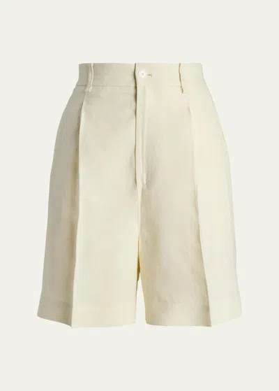 Ralph Lauren Tracy Pleated Linen Shorts In White