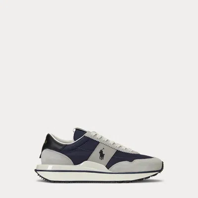 Polo Ralph Lauren Train 89 Leather & Canvas Sneaker In Newport Navy