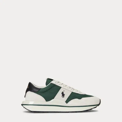 Polo Ralph Lauren Train 89 Leather & Canvas Sneaker In Stucco/tennis Green