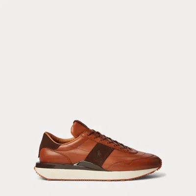 Polo Ralph Lauren Train 89 Leather Sneaker In Tan