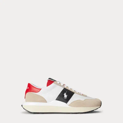 Polo Ralph Lauren Train 89 Suede-paneled Sneaker In Milkshake/black/red