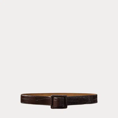 Ralph Lauren Trench-buckle Alligator Belt In Brown
