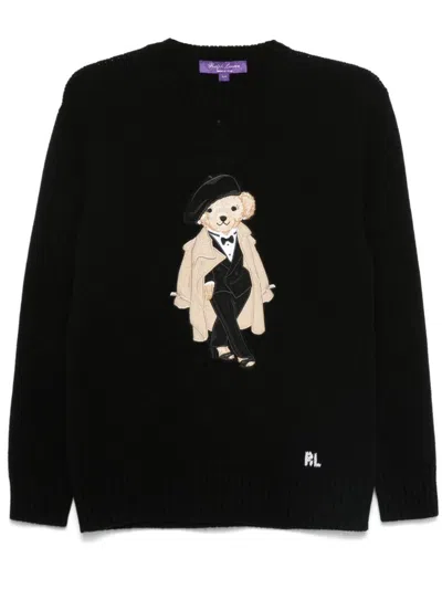 Ralph Lauren Trench Polo Bear Sweater In Black