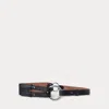 Polo Ralph Lauren Tri-strap O-ring Pebbled Calfskin Belt In Black