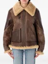 Ralph Lauren Shearling Aviator Jacket Featuring Leather Trim In Brown
