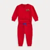 Ralph Lauren Triple-pony Fleece Sweatshirt & Pant Set In Red