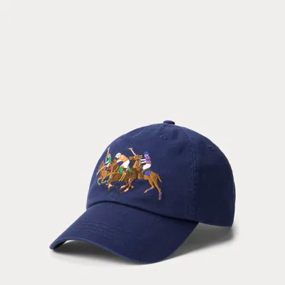 Ralph Lauren Triple-pony Twill Ball Cap In Blue