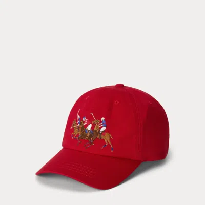 Ralph Lauren Kids' Triple-pony Cotton Twill Ball Cap In Rl 2000 Red