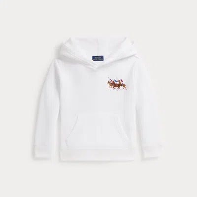 Ralph Lauren Kids' Triple-pony Fleece Hoodie In White
