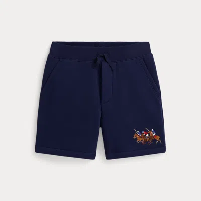 Ralph Lauren Kids' Triple-pony Fleece Short In Newport Navy In Blue