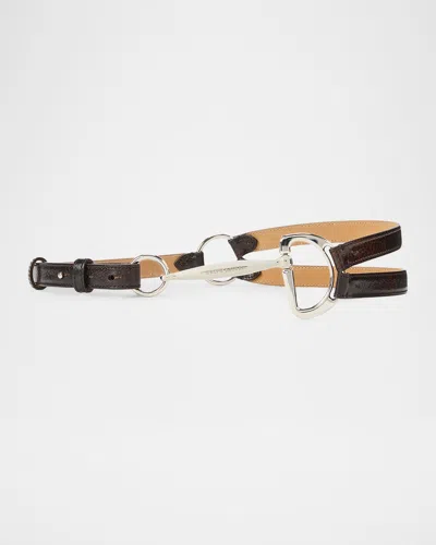 Ralph Lauren Tri-strap O-ring Leather Belt In Brown