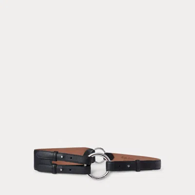 Ralph Lauren Tri-strap O-ring Pebbled Calfskin Belt In Black In Metallic