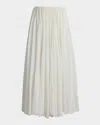 Ralph Lauren Trivelas Sequined Pleated Cotton Voile Maxi Skirt In White