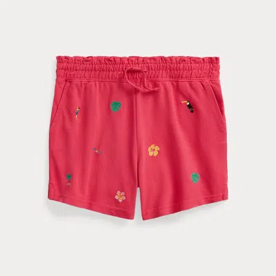 Ralph Lauren Kids' Cotton Tropical Embroidery Shorts (2-7 Years) In Pink