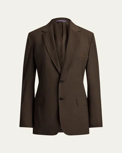Ralph Lauren Tropical Wool Single-breasted Blazer In Brown