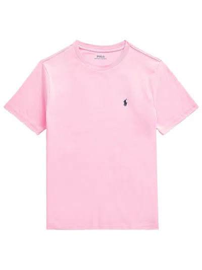 Ralph Lauren Kids' Crew Neck Cotton T-shirt In Pink