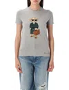 Ralph Lauren Bear Graphic Print Tshirt With Short Sleeves In Gray