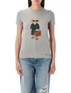 Ralph Lauren Bear Graphic Print Tshirt With Short Sleeves In Gray