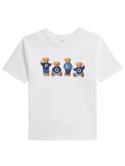 Ralph Lauren Kids' Polo Bear T-shirt In Jersey With Logo In White