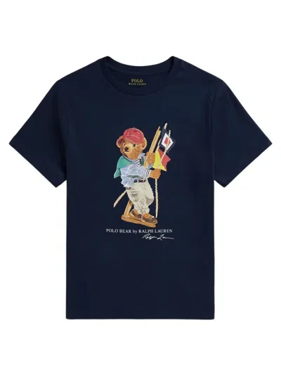 Ralph Lauren Kids' Polo Bear T-shirt In Cotton Jersey In Blue