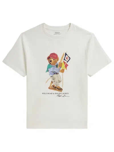 Ralph Lauren Kids' Polo Bear Cotton Jersey T-shirt In White